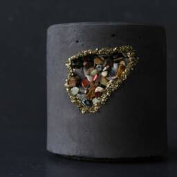 Gem Stone Concrete Pen Holder, Luxury Charcoal Desk Organizer, Industrial Chic Decor - Geode Collection - thumbnail 3