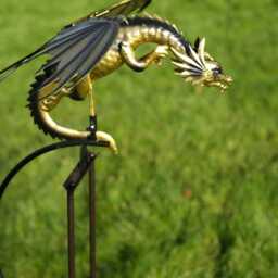 Rocking Balancing Golden Dragon Garden Ornament Decoration Flying Rocker Stake - thumbnail 4