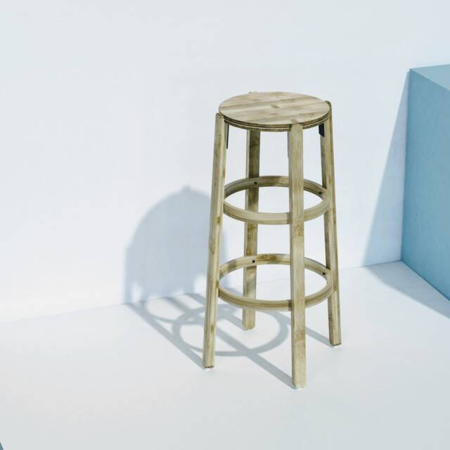 Handmade Bamboo Bar Stool Minimal Bohemian Kitchen Counter Stool - image 1