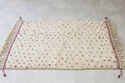Authentic Moroccan Rug With Imperial Purple Dots - Beni Ourain Berber Bohemian 100% Hand Woven Wool