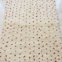 Authentic Moroccan Rug With Imperial Purple Dots - Beni Ourain Berber Bohemian 100% Hand Woven Wool - thumbnail 3