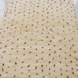 Authentic Moroccan Rug With Imperial Purple Dots - Beni Ourain Berber Bohemian 100% Hand Woven Wool - thumbnail 4