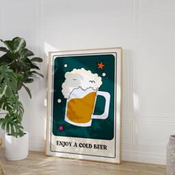 Enjoy A Cold Beer Tarot Card Style Print - Pint, Funky Retro Home Wall Art, Fun Card, Bold Colourful Cool Quote Print, 90S Trendy Art - thumbnail 2