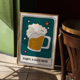 Enjoy A Cold Beer Tarot Card Style Print - Pint, Funky Retro Home Wall Art, Fun Card, Bold Colourful Cool Quote Print, 90S Trendy Art - thumbnail 3