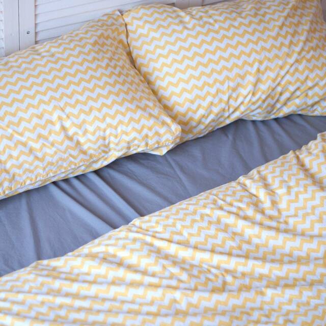 100% Cotton Pillowcase in White & Yellow. Handmade Pillow Case Organic Slip Cover Natural Custom Sham European Us Sizes - image 1
