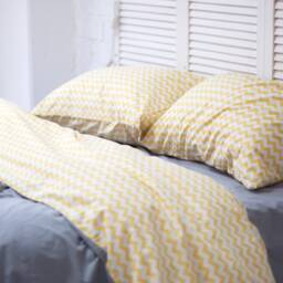 100% Cotton Pillowcase in White & Yellow. Handmade Pillow Case Organic Slip Cover Natural Custom Sham European Us Sizes - thumbnail 4