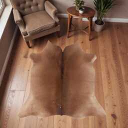 Brown & White Cowhide Rug Medium Hair-On Leather Area Rug - 47x55 Inches - thumbnail 3