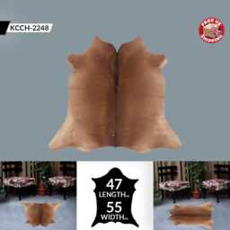 Brown & White Cowhide Rug Medium Hair-On Leather Area Rug - 47x55 Inches - thumbnail 2