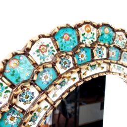"Peruvian Mirrors "" Harmonious Rectangular Turquoise Silver Antique 72cm " - thumbnail 2