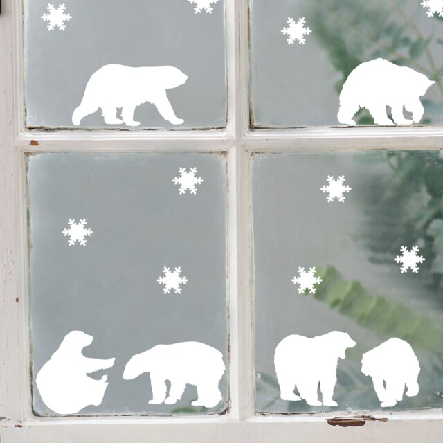 Polar Bears Vinyl Wall Or Window Stickers. Festive Christmas Decorations - image 1