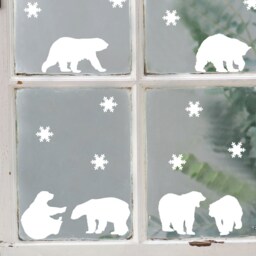 Polar Bears Vinyl Wall Or Window Stickers. Festive Christmas Decorations - thumbnail 1