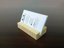 Wood Business Card Holder. Natural Bamboobusiness Stand. Office Display. Personalized Holder - thumbnail 1