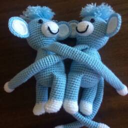 Crochet Monkey Curtain Tie Backs, Nursery Decor, Baby Gift - thumbnail 4