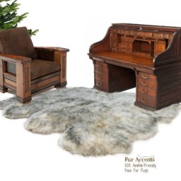 Handmade Faux Fur Area Rug - Arctic Wolf Shag Sheepskin Throw - thumbnail 4