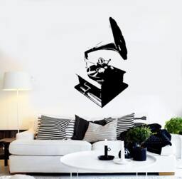 Wall Vinyl Music Gramophone Retro Songs Guaranteed Quality Decal Mural Art 1557Dz - thumbnail 1