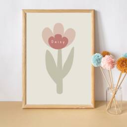 Personalised Dusty Pink Flower Print For Girls Bedroom, Nursery Or Playroom - Print Only - thumbnail 3