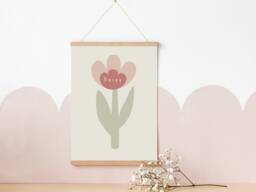 Personalised Dusty Pink Flower Print For Girls Bedroom, Nursery Or Playroom - Print Only - thumbnail 1