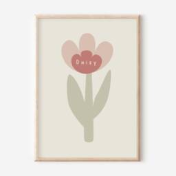 Personalised Dusty Pink Flower Print For Girls Bedroom, Nursery Or Playroom - Print Only - thumbnail 2