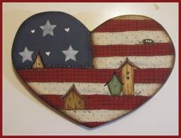 American Flag Heart, Door Hanger, Wall Decor, Patriotic, Usa - thumbnail 1