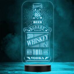 Whiskey Bottle Alcohol Lettering Home Bar Man Cave Colour Change Night Light - thumbnail 1