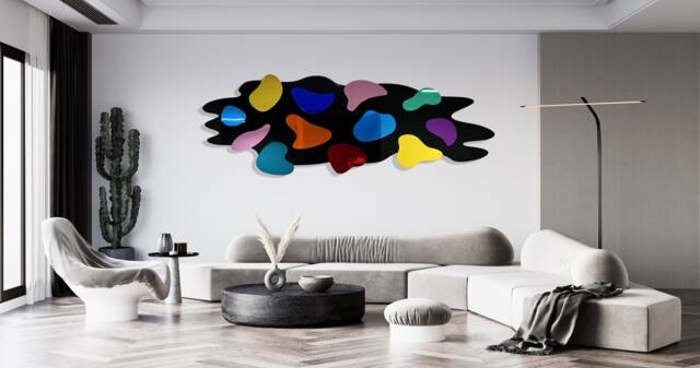 Oversized Mirrored Acrylic Wall Art Multicolor Abstract Sculpture - image 1