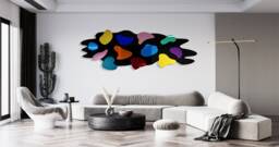 Oversized Mirrored Acrylic Wall Art Multicolor Abstract Sculpture - thumbnail 1