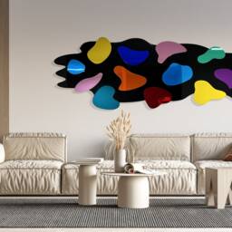 Oversized Mirrored Acrylic Wall Art Multicolor Abstract Sculpture - thumbnail 3