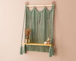 Boho Macrame Shelf, Farmhouse Shelves, Wall Decor, Hanging Nursery Room Bathroom Shelf S07
