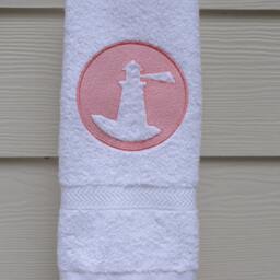 Embossed Embroidered Lighthouse Bath Hand Towel - 16x30 Beach Decor House - thumbnail 3