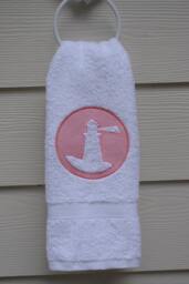 Embossed Embroidered Lighthouse Bath Hand Towel - 16x30 Beach Decor House
