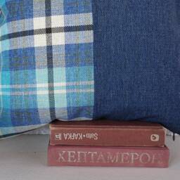 Blue Plaid & Denim Pillow Cover Modern Home Decor - 16x16'' - thumbnail 2