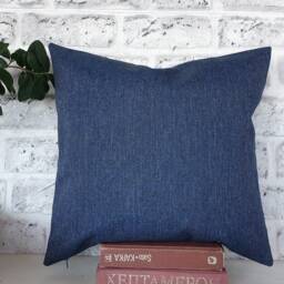 Blue Plaid & Denim Pillow Cover Modern Home Decor - 16x16'' - thumbnail 3