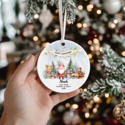 Personalised Baby's First Christmas Bauble 2025 - Custom Name & Year, Santa & Woodland Animals Ornament - thumbnail 3