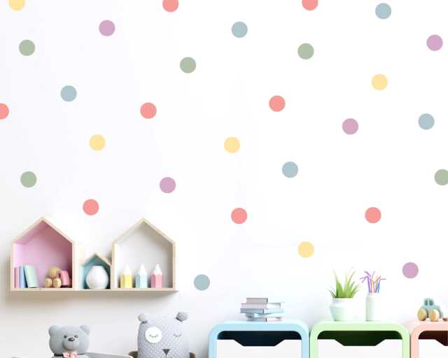 Pastel Rainbow Polka Dot Wall Stickers, Nursery & Playroom Decor - image 1