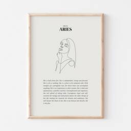 She Is Aries Print, Gemini Zodiac Gift, Astrology Star Sign Wall Art Neutral, Poster, Gift - thumbnail 2