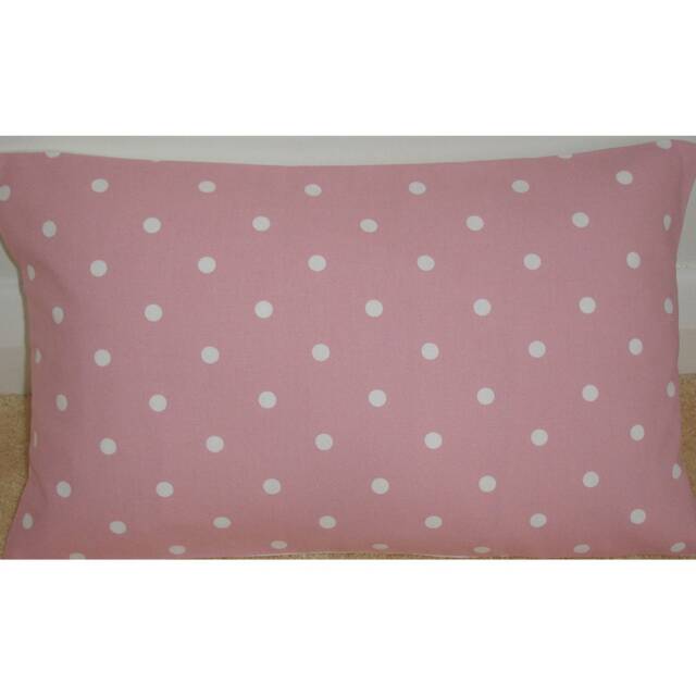 Pillow Sham Cushion Cover Pink Rectangle Oblong Lumbar Rectangular Case Pillowcase Polka Dots 12x20 Bolster White Spots Spot Polkadot