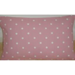 Pillow Sham Cushion Cover Pink Rectangle Oblong Lumbar Rectangular Case Pillowcase Polka Dots 12x20 Bolster White Spots Spot Polkadot