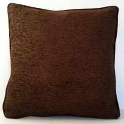Brown Gold Embroidered Chenille Decorative Throw Pillow With Piping For Sofa Made in Usa - thumbnail 3