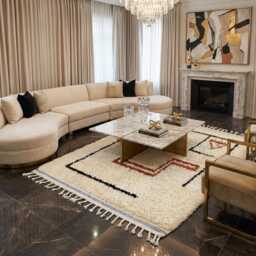 Hand-Knotted Wool Berber Rug - Cream Tribal Totems, Geometric Boho Area - thumbnail 3