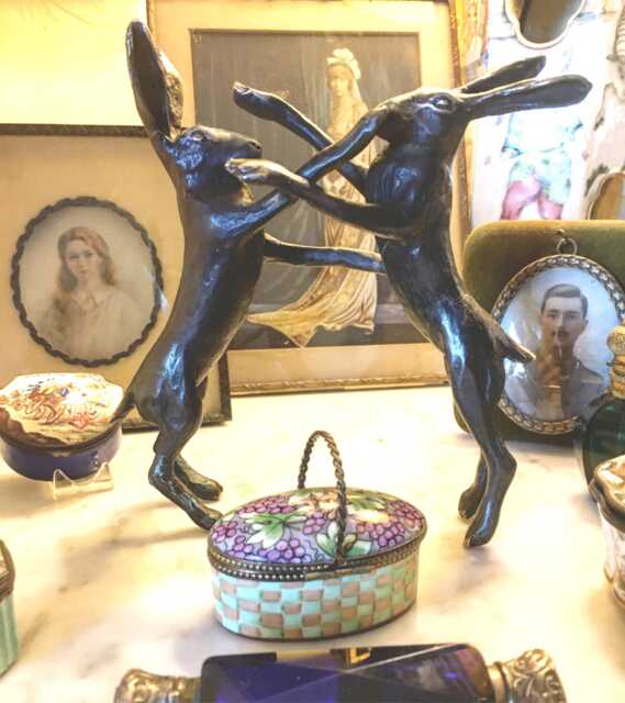 Come Box With Us a Majestic Solid Bronze Sculpture Of Boxing Hares Made in The UK Burnished Bronze Highlights & A Lovely Patina - image 1