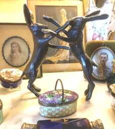 Come Box With Us a Majestic Solid Bronze Sculpture Of Boxing Hares Made in The UK Burnished Bronze Highlights & A Lovely Patina - thumbnail 1