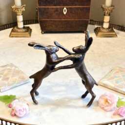 Come Box With Us a Majestic Solid Bronze Sculpture Of Boxing Hares Made in The UK Burnished Bronze Highlights & A Lovely Patina - thumbnail 2