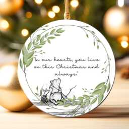 In Our Hearts Memorial Christmas Bauble - Remembrance Decoration- Condolence Bereavement Keepsake Memory Ornament Winnie The Pooh - thumbnail 3