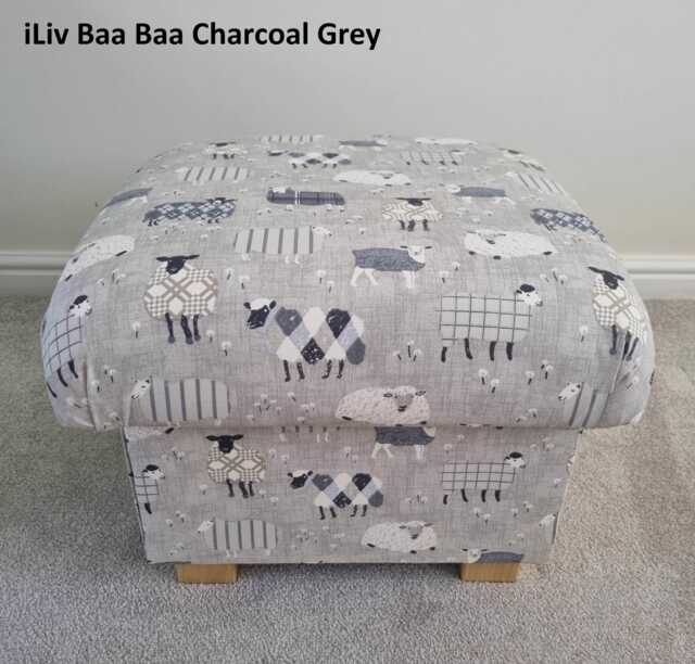 Handcrafted Baa Sheep Fabric Storage Footstool Ottoman Hassock Blue Red Grey Lilac Patchwork - image 1