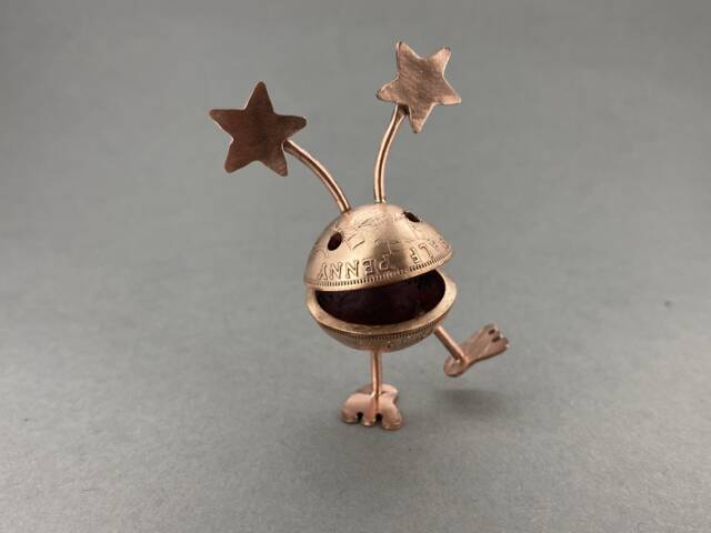 Monstar - Handmade Copper Coin Figure With Stars - image 1