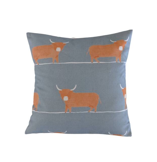 "Cushion Cover in Voyage Maison Dougal Highland Cow Cornflower Blue 14"" 16"" 18"" 20" - image 1