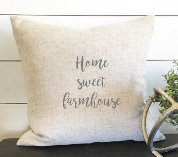 Home Sweet Farmhouse Pillow Cover, 18 X Linen Pillow, Housewarming Gift, Throw Wedding Rustic Decor - image 1