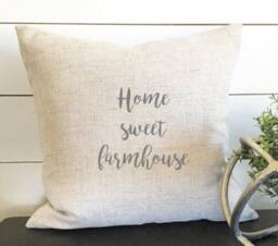 Home Sweet Farmhouse Pillow Cover, 18 X Linen Pillow, Housewarming Gift, Throw Wedding Rustic Decor - thumbnail 1