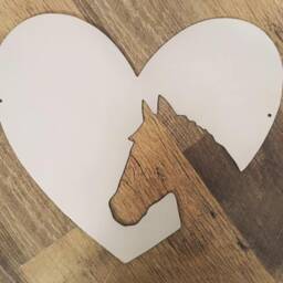 Metal Horse Heart Sihlouette - Sign Decor Equestrian Girls Wall Christmas Gift -Horse - thumbnail 2