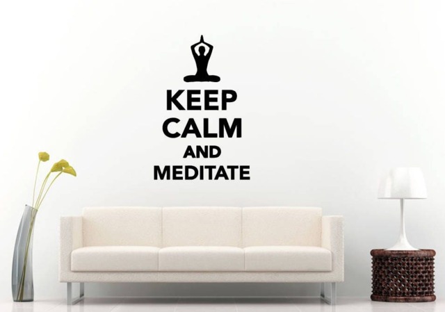 Keep Calm & Meditate Yoga Namaste Zen Om Meditation Peace Wall Sticker Decal Vinyl Mural Decor Art L2256 - image 1